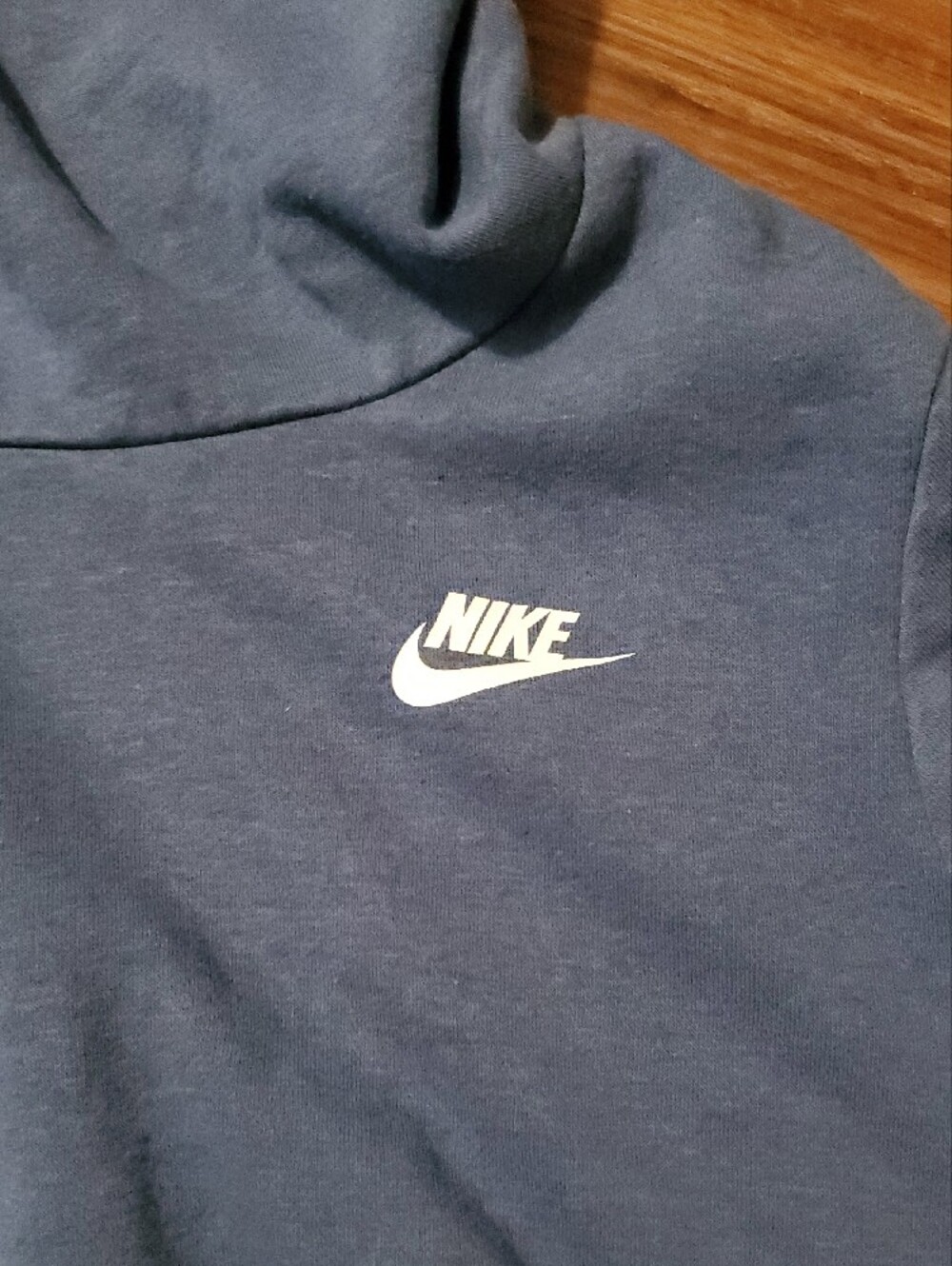 Nike Blue Pullover Hoodie with Face Covering And White Swoosh - Picture 3 of 9